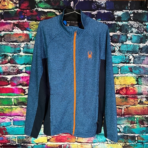 Spyder Mens Large Blue and Orange Zip Coat. - Picture 1 of 5